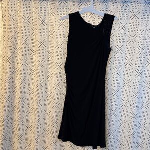 Vintage Evan Picone Black Cocktail Dress Bodycon Ruched Side